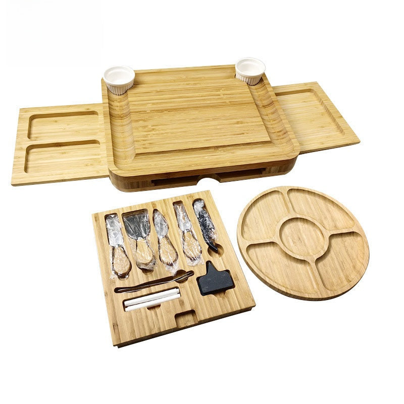 Sun Lake Supply Three-Drawer Bamboo Cheese & Charcuterie Serving Plate Platter