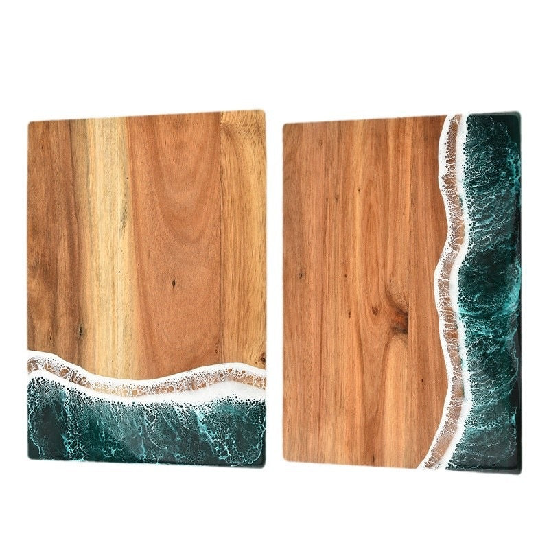 Sun Lake Supply Coastal Resin Charcuterie & Cutting Board Ocean Wave Wood Serving Board