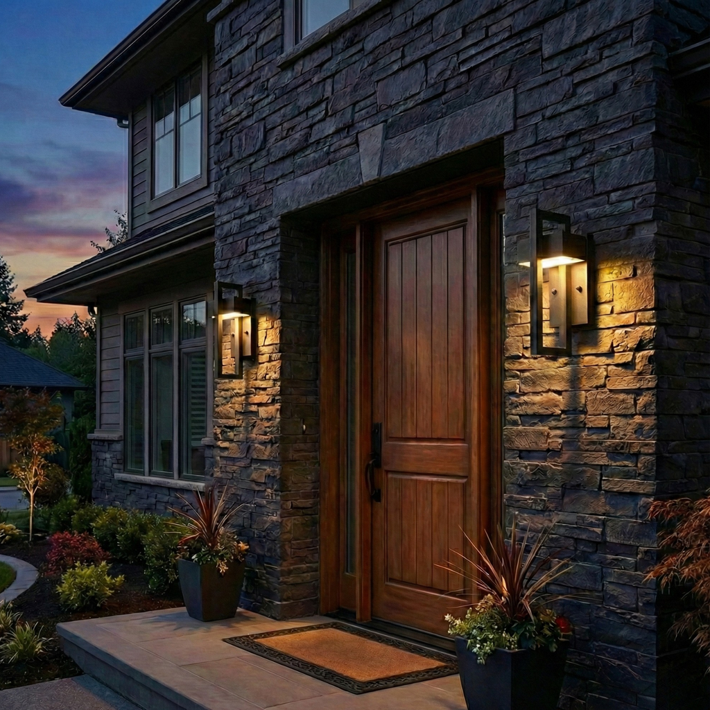 Modern European Outdoor Wall Lamp, Aluminum LED Sconce, Multiple Sizes & Light Colors