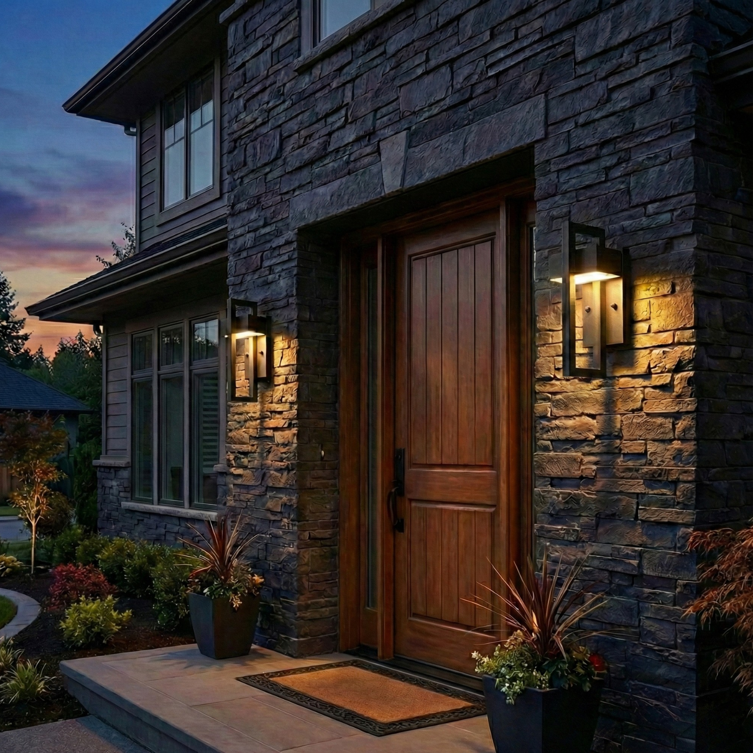 Modern European Outdoor Wall Lamp, Aluminum LED Sconce, Multiple Sizes & Light Colors