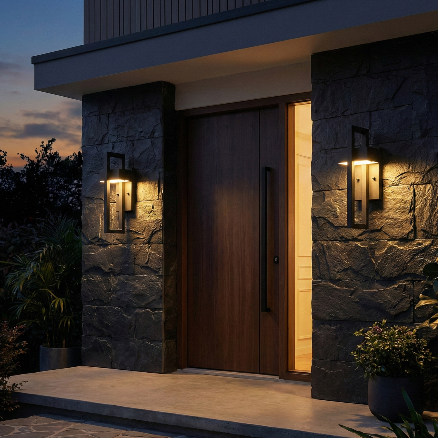 Modern European Outdoor Wall Lamp, Aluminum LED Sconce, Multiple Sizes & Light Colors