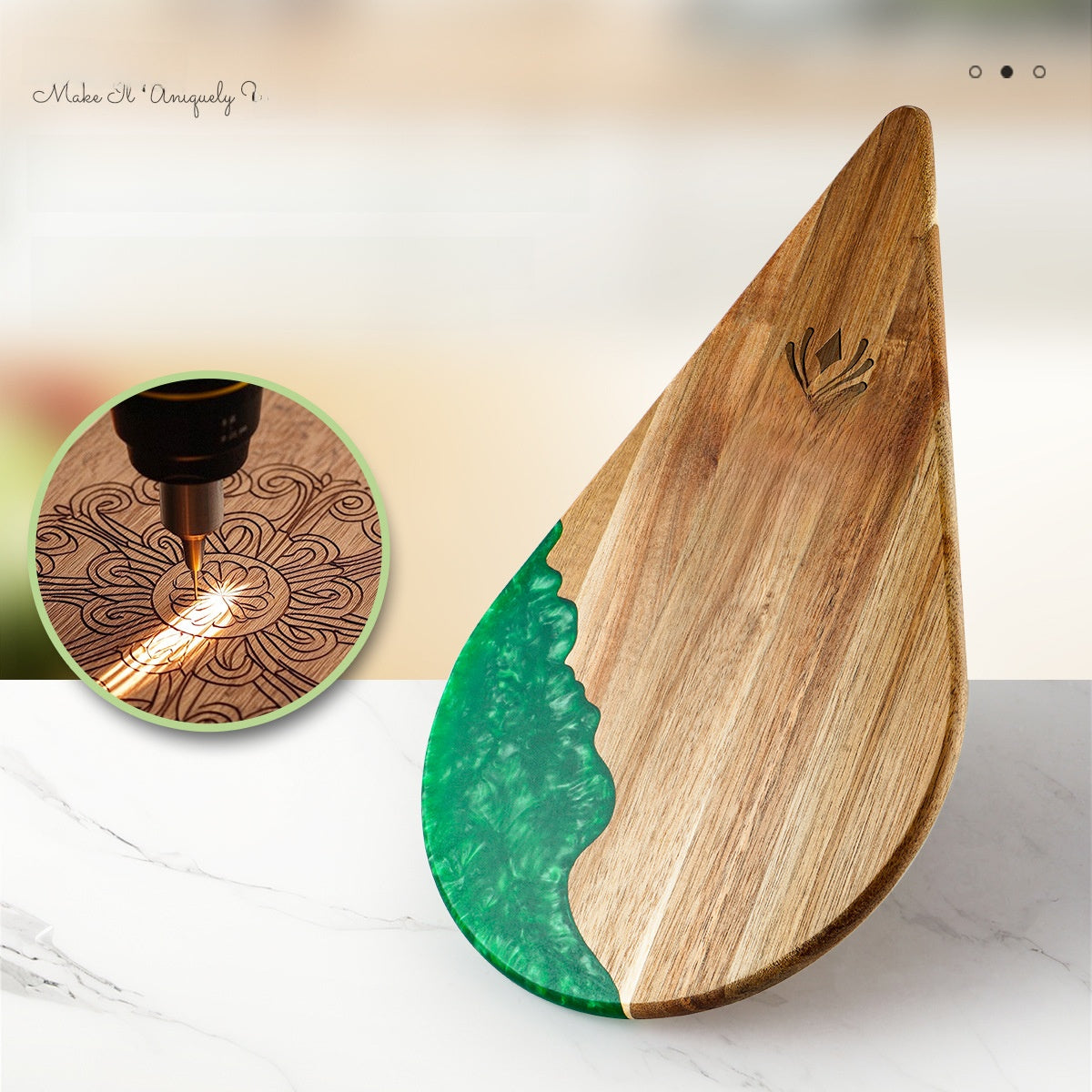 Sun Lake Supply Acacia Wood Resin Cutting Board Acacia Teardrop Shape Kitchen Chopping Board