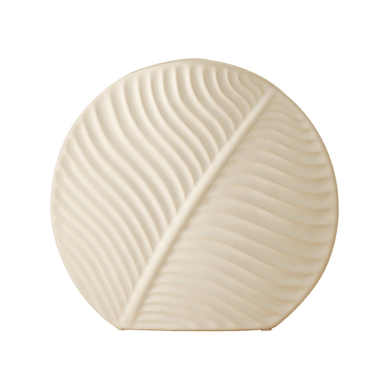 Sun Lake Supply Modern Leaf Ceramic Vase Nordic Sculptural White Flower Vase in Multiple Sizes