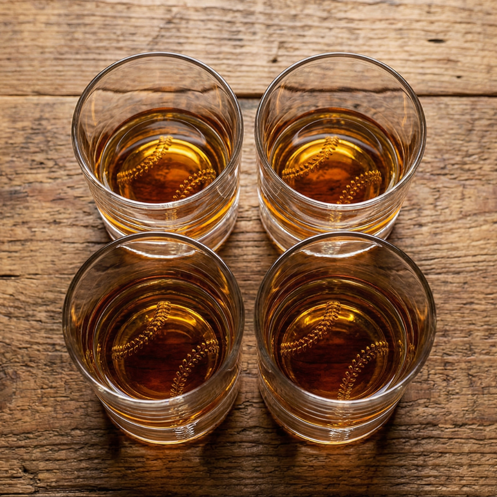 Baseball Bat Whiskey Decanter Set – Luxury Glass Liquor Dispenser with 4 Rocks Glasses