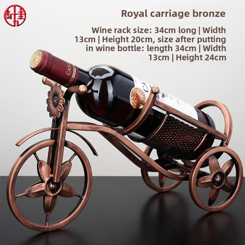 Sun Lake Supply Floral Carriage Wine Bottle Wine Glass Holder Home Decor