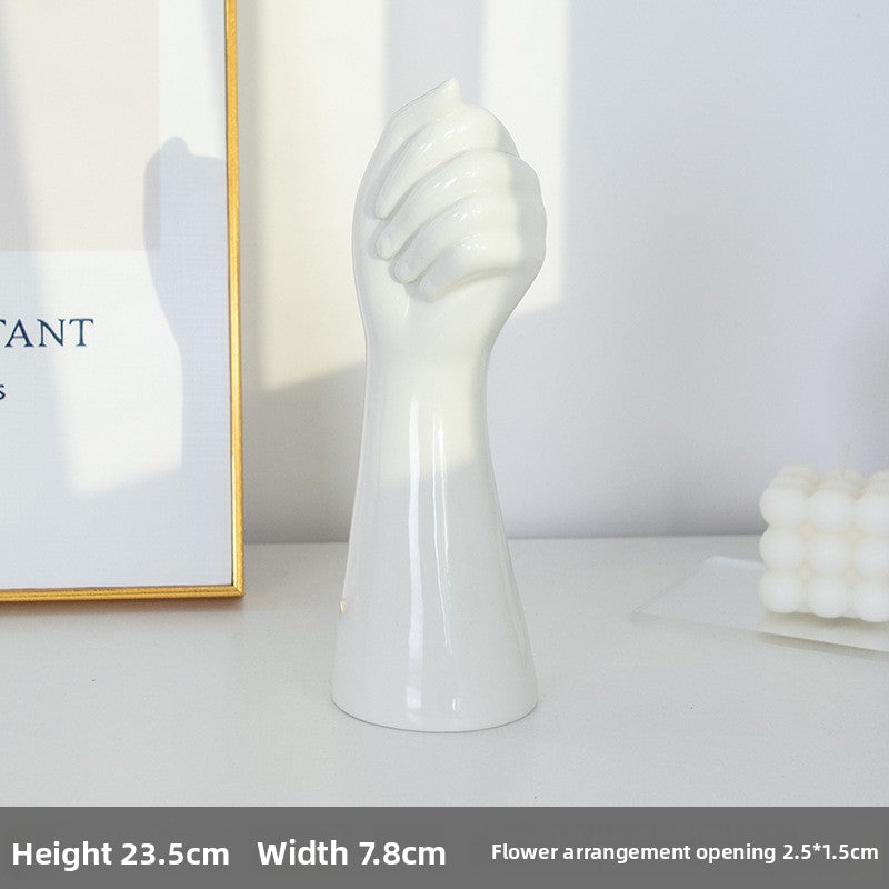 Sun Lake Supply Ceramic Hand Vase Sculpture Modern Flower Vase for Minimalist & Artistic Home Decor