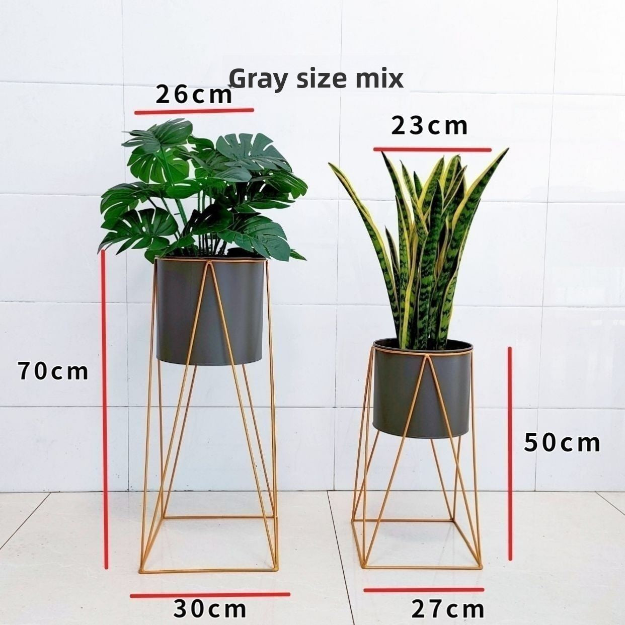 Sun Lake Supply Matching Gold Metal Plant Stand Set ? Sculptural Elevated Planters (2 Sizes)