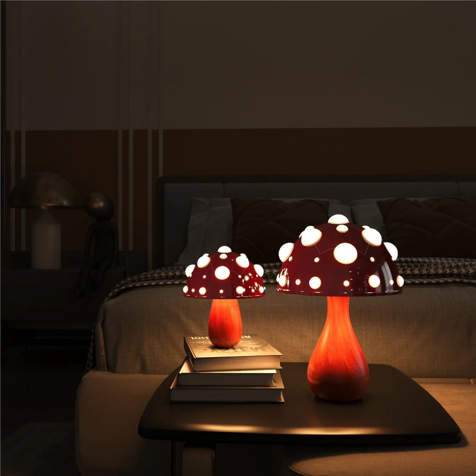 Mushroom decorated ambient desk lamp