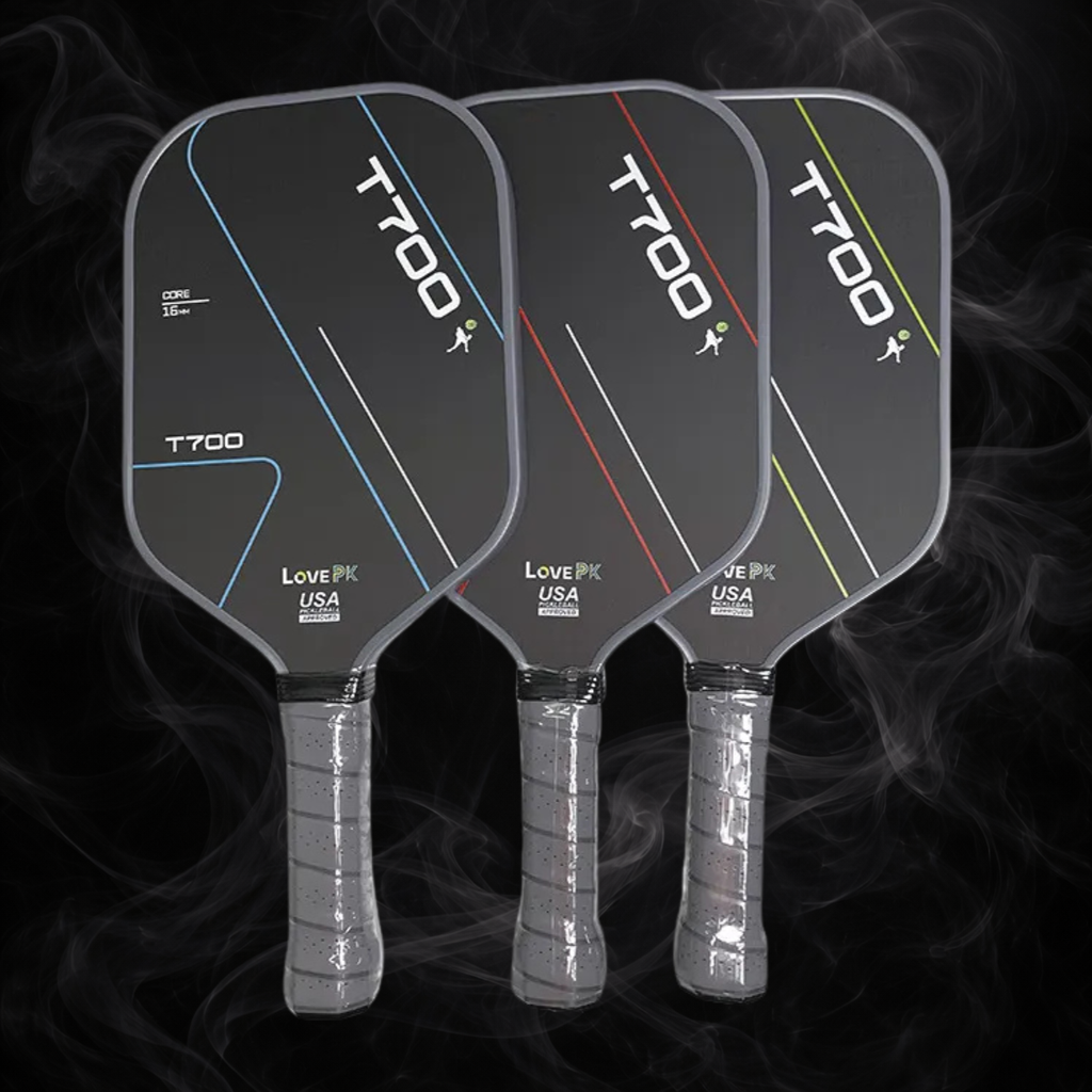 T700 Carbon Fiber Pickleball Paddle - Matte Textured Grip Surface Lightweight 220g Control + Power (Blue/Red/Neon Green)