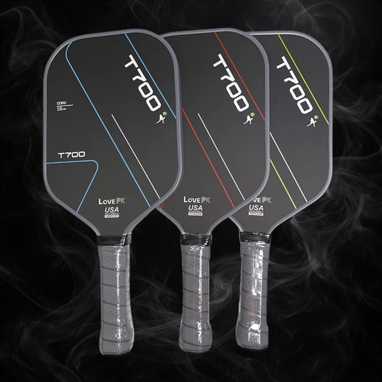 T700 Carbon Fiber Pickleball Paddle - Matte Textured Grip Surface Lightweight 220g Control + Power (Blue/Red/Neon Green)