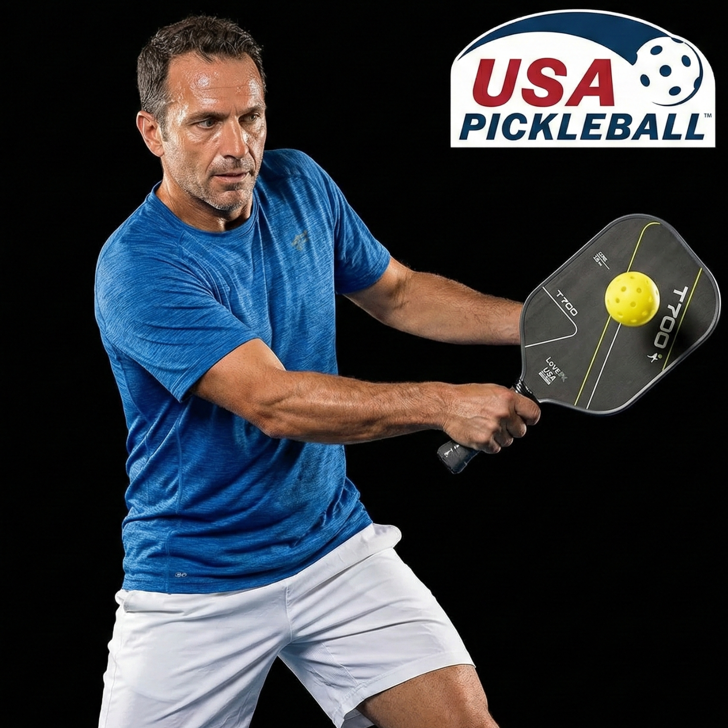 T700 Carbon Fiber Pickleball Paddle - Matte Textured Grip Surface Lightweight 220g Control + Power (Blue/Red/Neon Green)