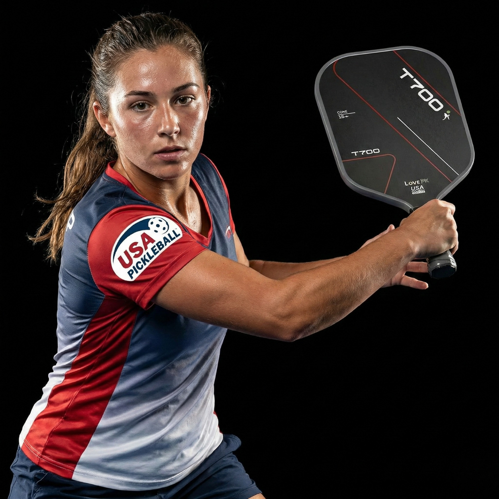 T700 Carbon Fiber Pickleball Paddle - Matte Textured Grip Surface Lightweight 220g Control + Power (Blue/Red/Neon Green)