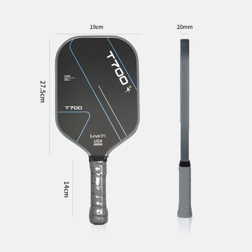 T700 Carbon Fiber Pickleball Paddle - Matte Textured Grip Surface Lightweight 220g Control + Power (Blue/Red/Neon Green)