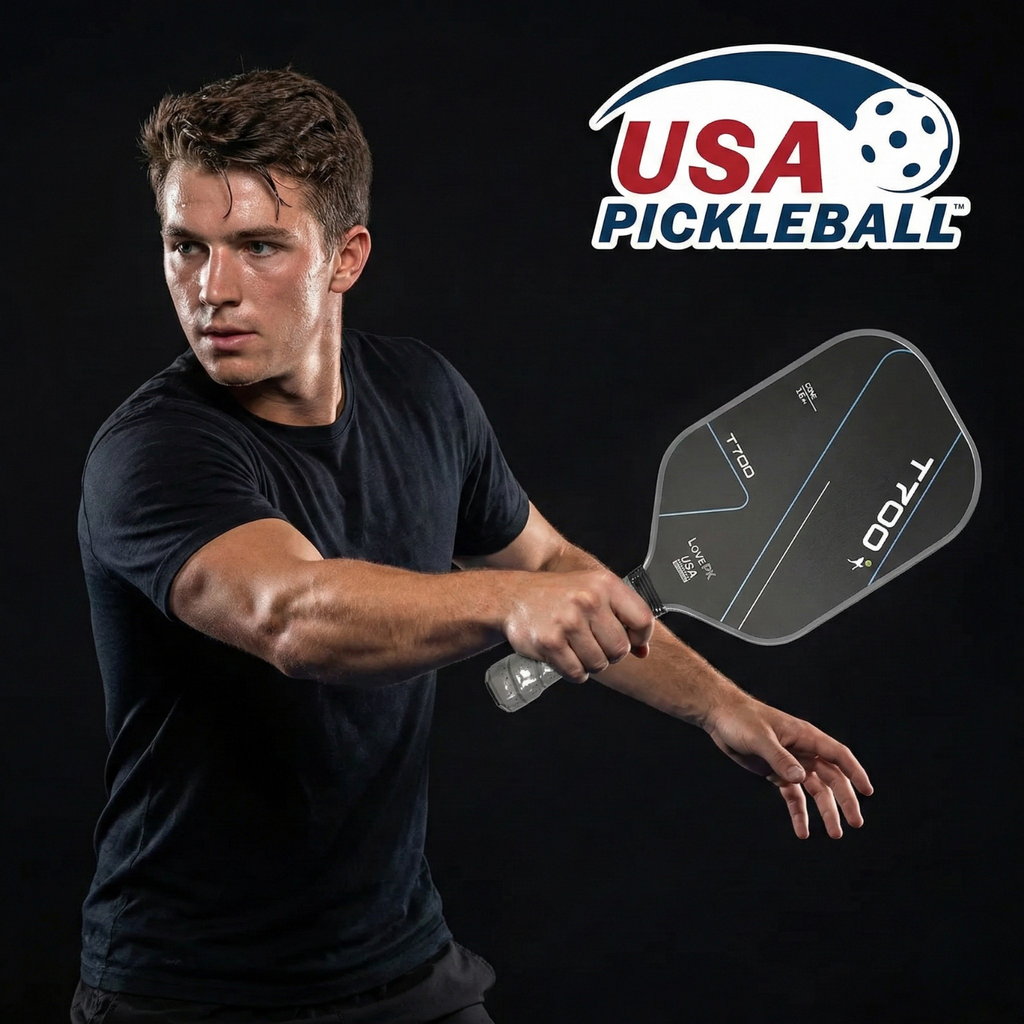 T700 Carbon Fiber Pickleball Paddle - Matte Textured Grip Surface Lightweight 220g Control + Power (Blue/Red/Neon Green)