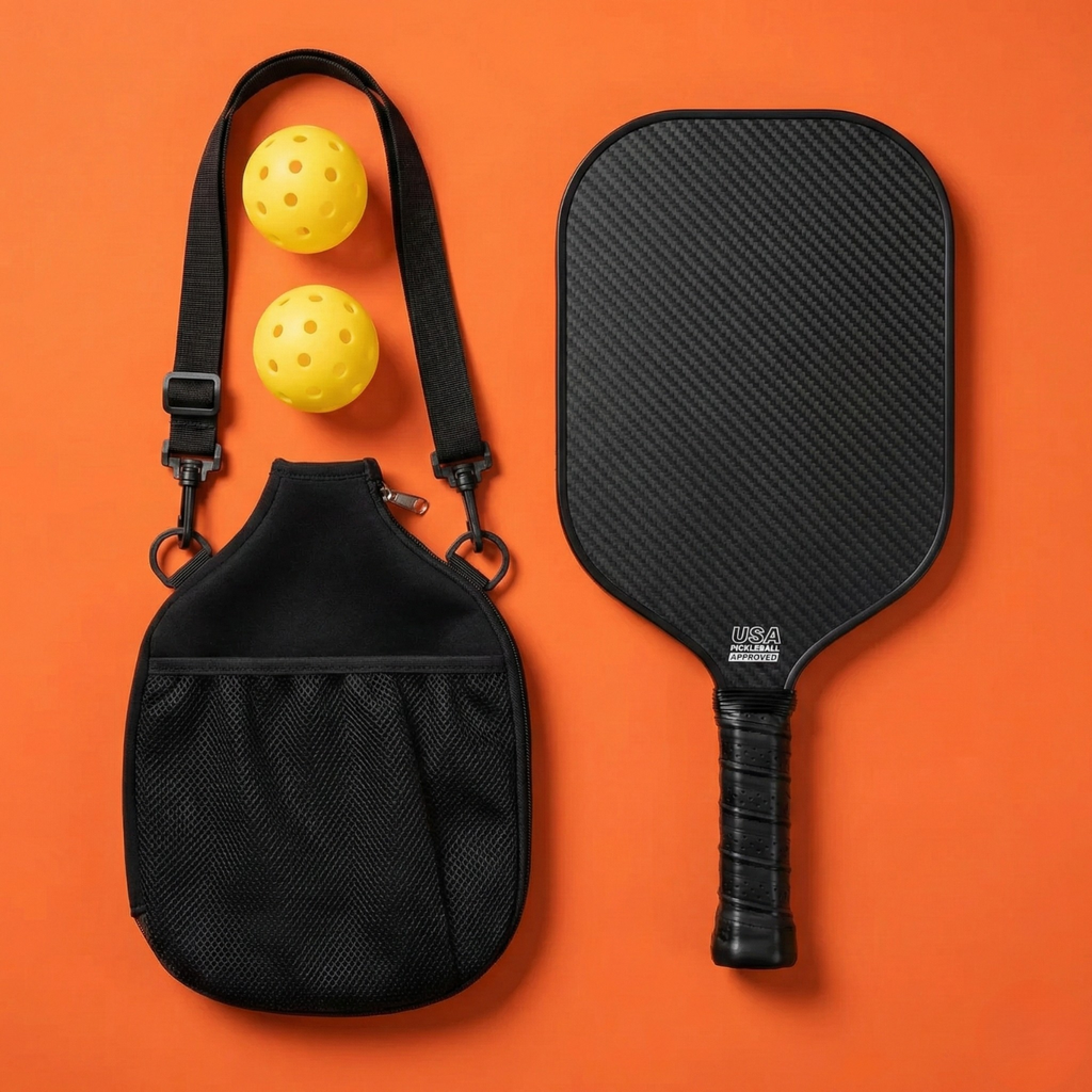 T700 Carbon Fiber Pickleball Paddle Set (16mm) | USAPA Approved + Travel Bag & 2 Balls (Stealth Black)