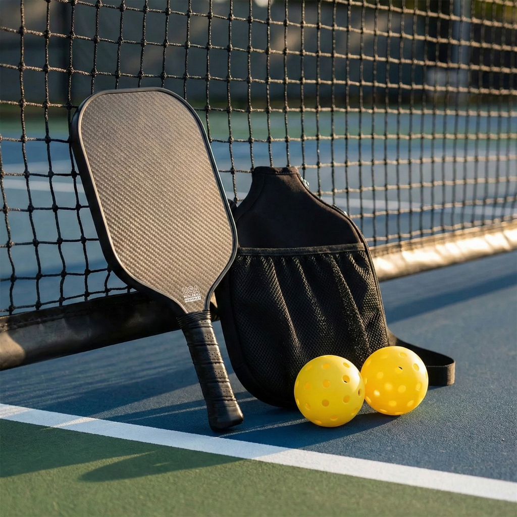 T700 Carbon Fiber Pickleball Paddle Set (16mm) | USAPA Approved + Travel Bag & 2 Balls (Stealth Black)