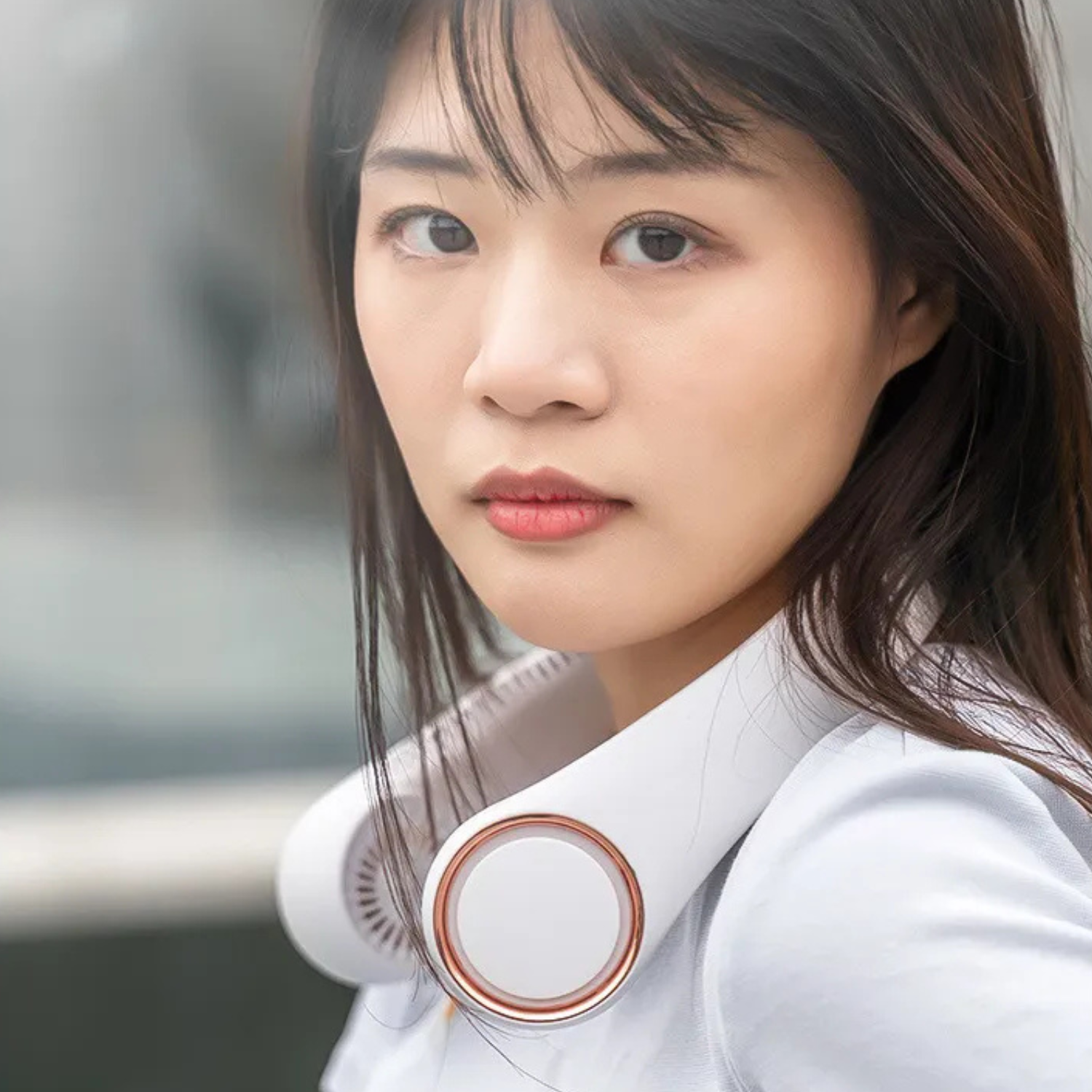 Portable Bladeless Neck Fan, USB Rechargeable Wearable Cooling Fan with Digital Display, Quiet 3-Speed Airflow