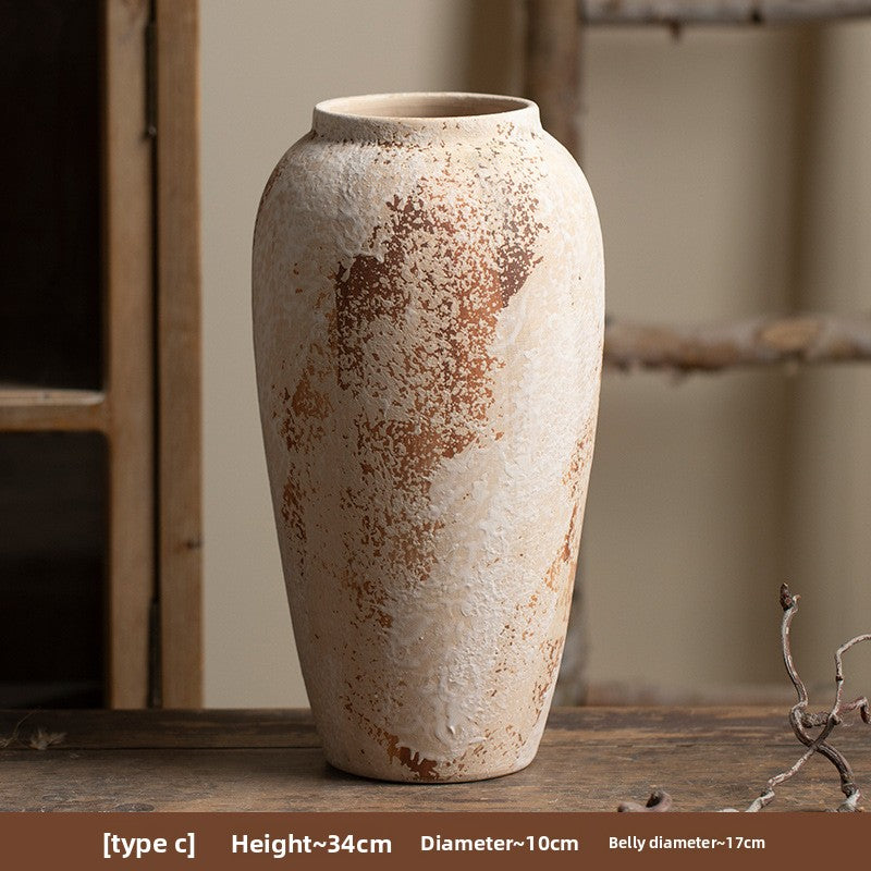 Wabi-Sabi Textured Ceramic Vase - Handmade Rustic Farmhouse Home Decor (Multiple Sizes)