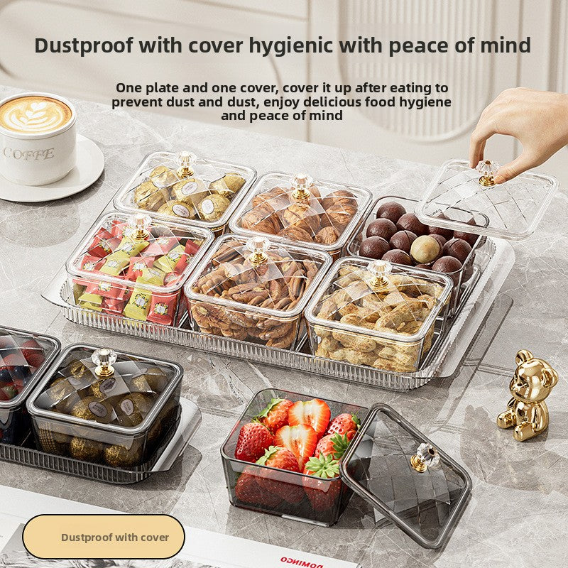 Sun Lake Supply Creative Divided Fruit Plate with Lid and Food Storage Tray