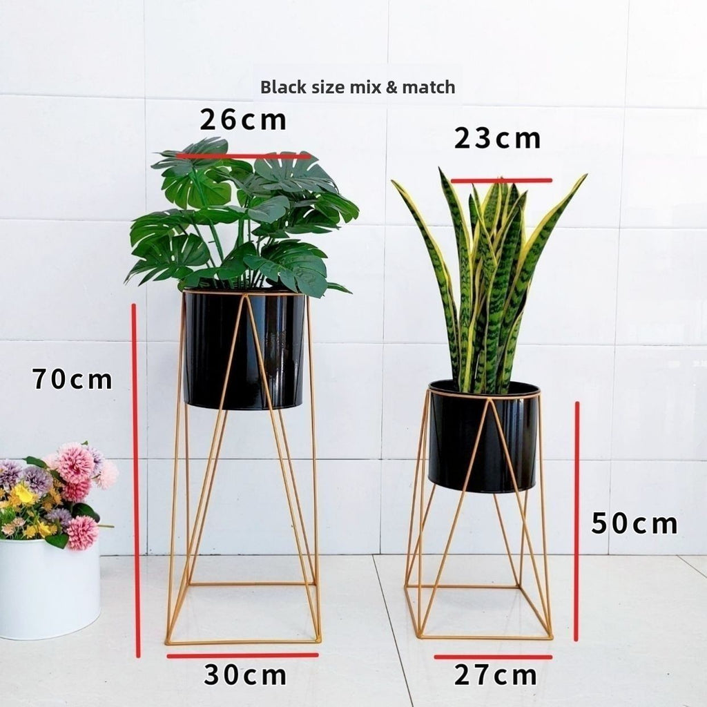 Sun Lake Supply Matching Gold Metal Plant Stand Set ? Sculptural Elevated Planters (2 Sizes)