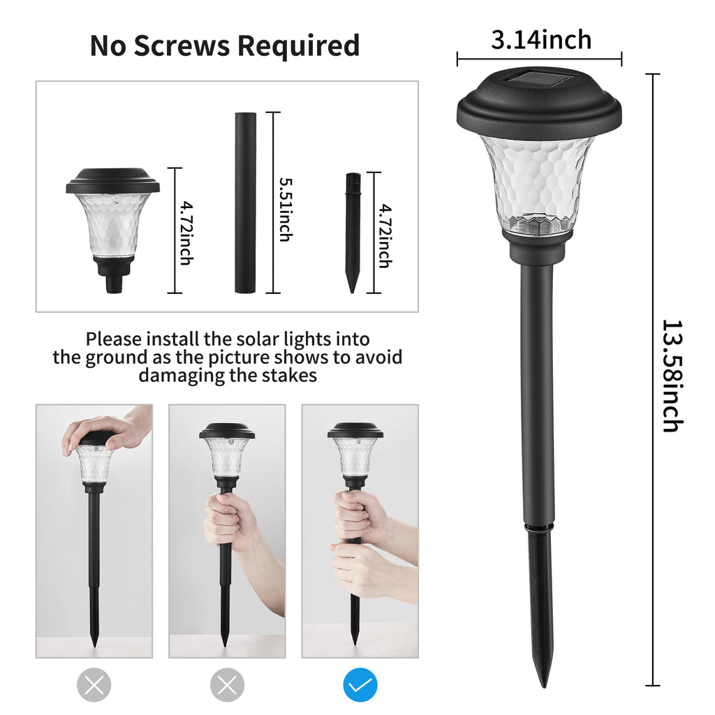 Solar Garden Stake Lights with Decorative Flower Pattern, Waterproof LED Pathway Lighting, Warm White Auto On at Night, 1–6 Pack