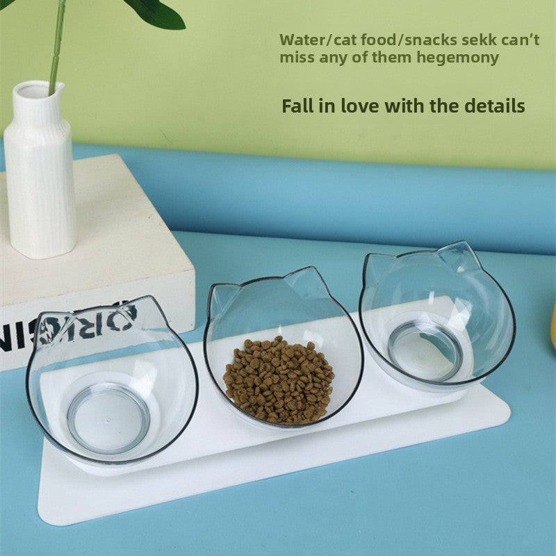 Sun Lake Elevated Cat Bowls with Slanted Design | Cat Food Water Bowl - Elderly Cats