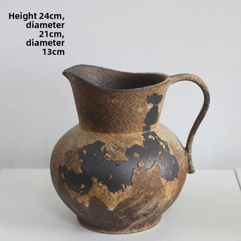 Sun Lake Supply Wabi-Sabi Ceramic Vase Rustic Pour Textured Decorative Vase