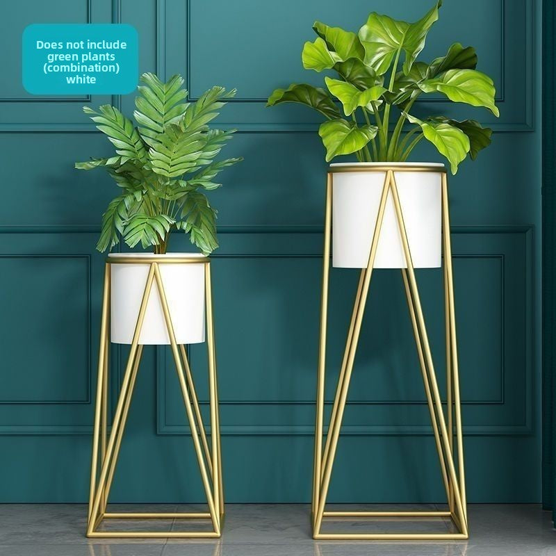 Sun Lake Supply Matching Gold Metal Plant Stand Set ? Sculptural Elevated Planters (2 Sizes)