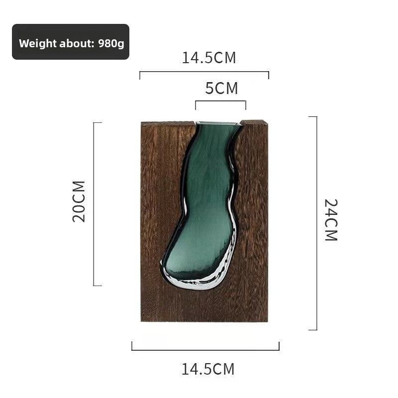 Sun Lake Supply Wood & Glass Wall Vase ? Modern Decorative Flower Vase in Two Sizes