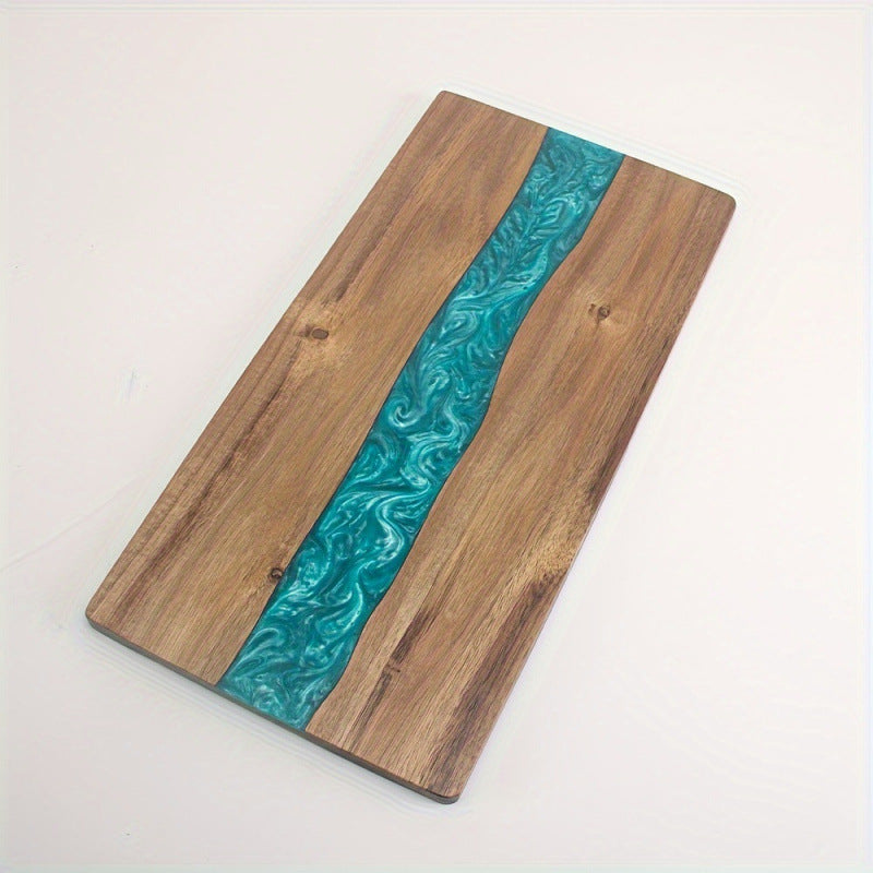 Acacia Wood & Resin Cutting Board, Modern Cheese and Bread Board, Durable Kitchen Chopping Board
