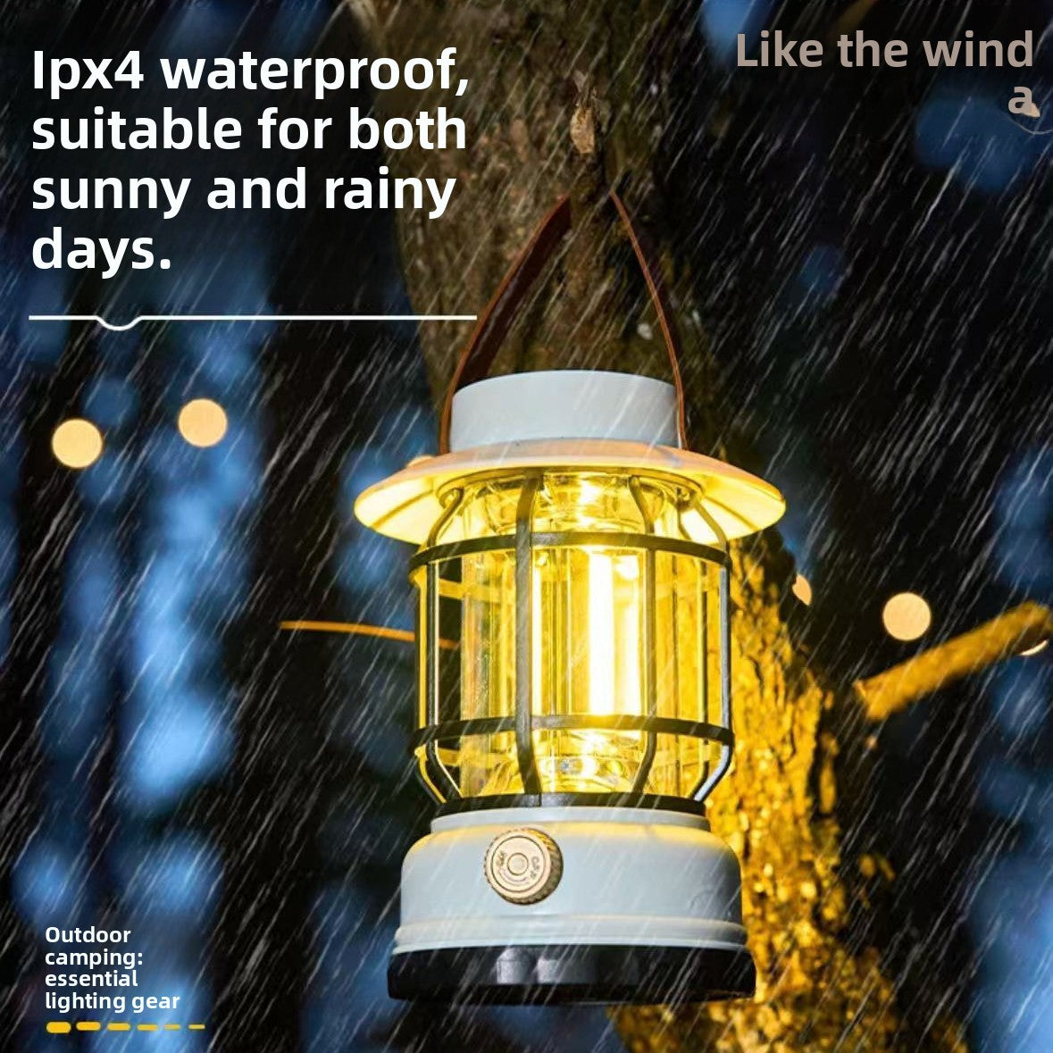 Sun Lake Outdoor Solar Camping Lantern Waterproof Hanging Design