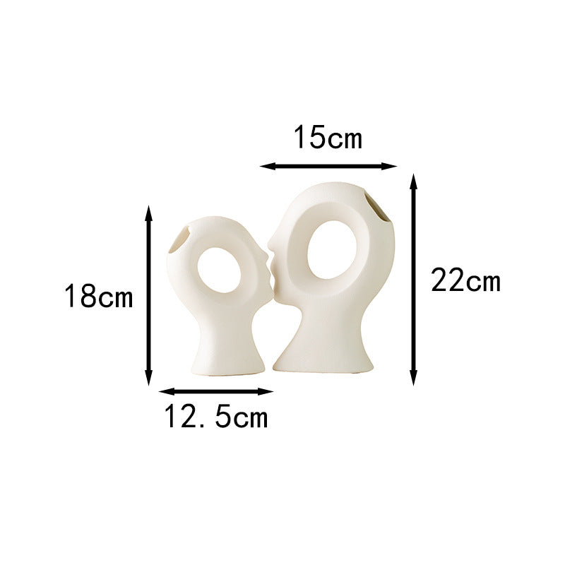 Abstract Sculptural Ceramic Vase Set (2-Piece) – Modern Decor in Obsidian Black or Ivory White