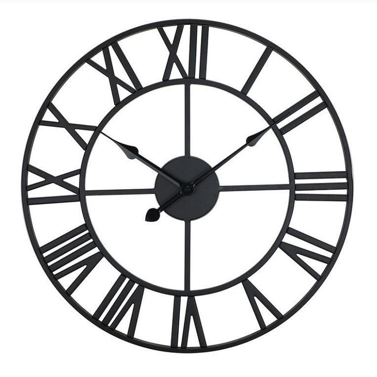 Retro Wrought Iron Wall Clock with Quartz Movement
