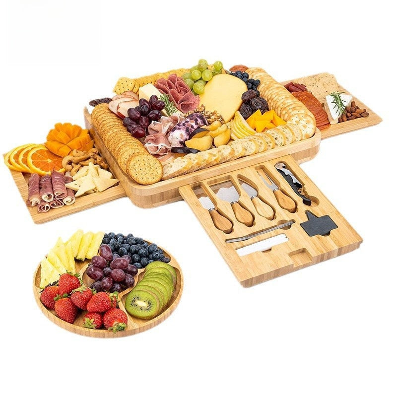 Sun Lake Supply Three-Drawer Bamboo Cheese & Charcuterie Serving Plate Platter
