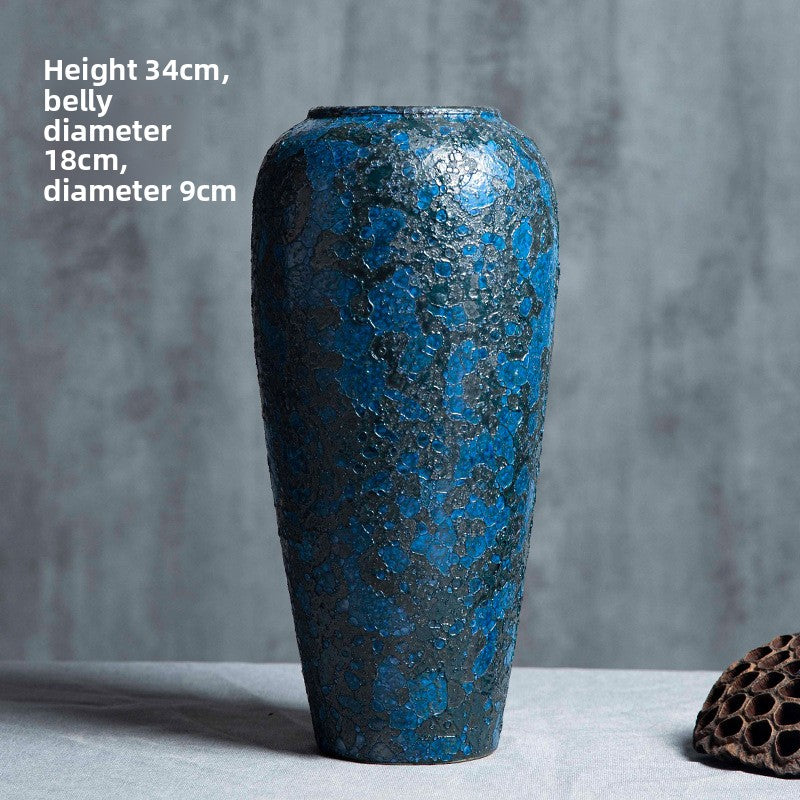 Sun Lake Supply Textured Blue Ceramic Vase Artisan Decorative Vase Available in Multiple Sizes