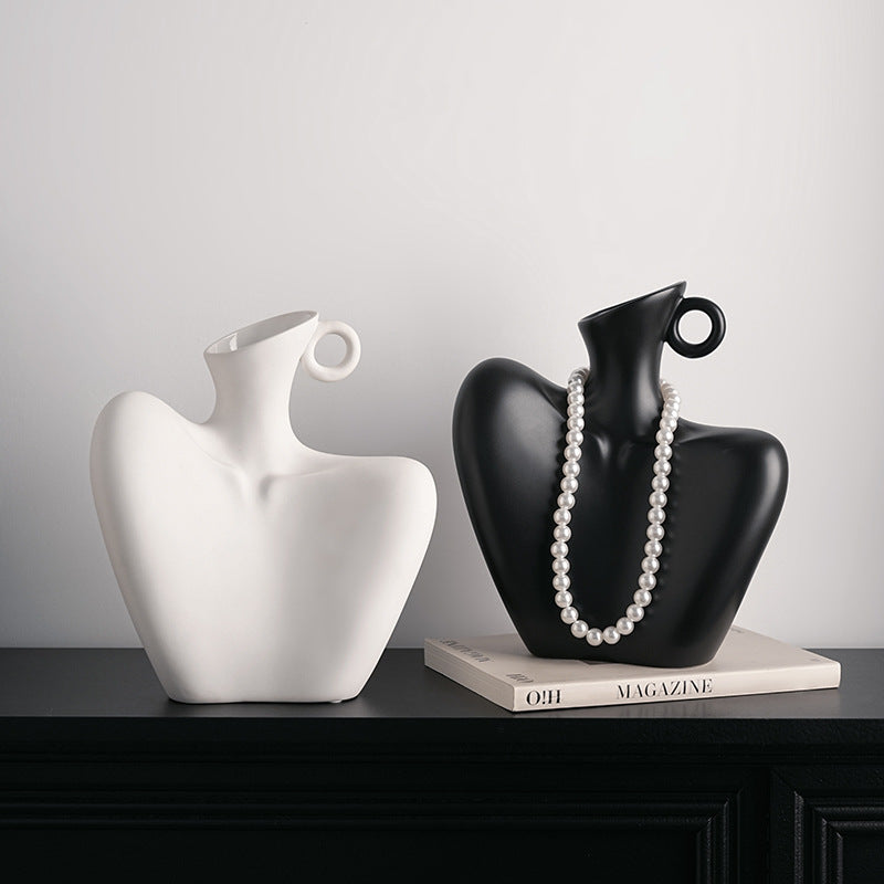 Sun Lake Supply Sculptural Bust Ceramic Vase - Modern Decorative Art Vase in Multiple Colors