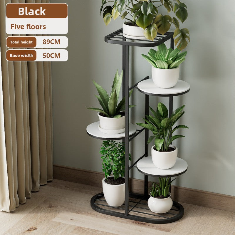 Sun Lake Supply 5-Tier Iron Plant Stand Modern Multi-Level Flower Stand for Indoor & Outdoor Plants