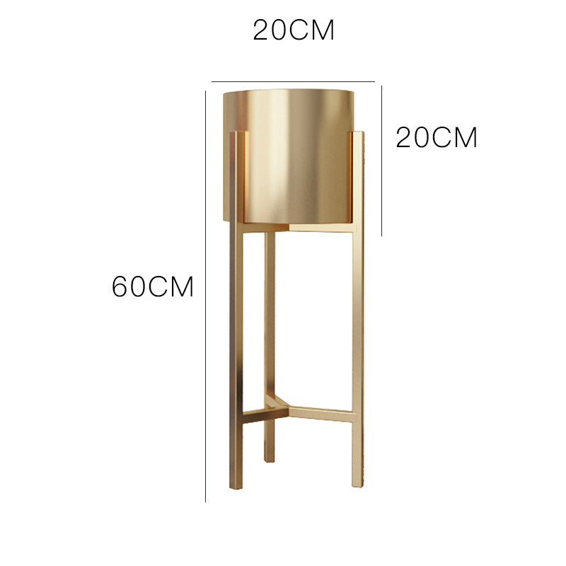 Sun Lake Supply 70cm Tall Metal Plant Stand Modern Gold Flower Pot with Elevated Planter Design