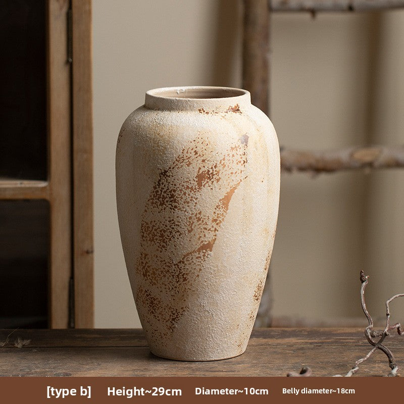 Wabi-Sabi Textured Ceramic Vase - Handmade Rustic Farmhouse Home Decor (Multiple Sizes)