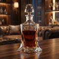 Crystal Whiskey Decanter with Stopper – 750ml Lead-Free Modern Liquor Bottle (Axis Tilt)