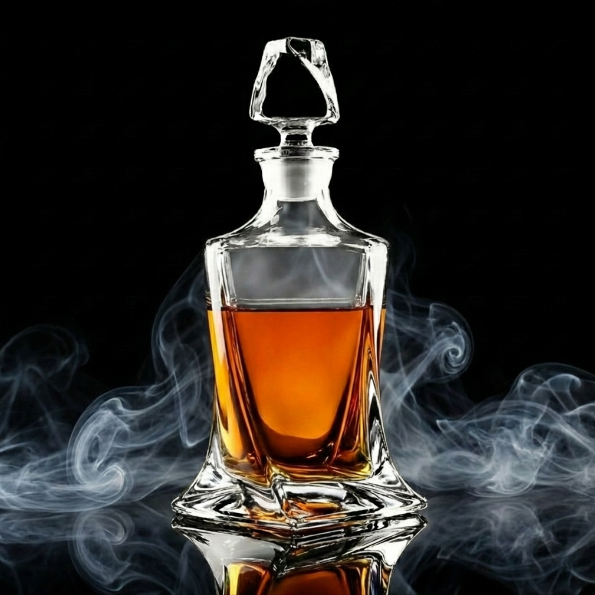 Crystal Whiskey Decanter with Stopper – 750ml Lead-Free Modern Liquor Bottle (Axis Tilt)