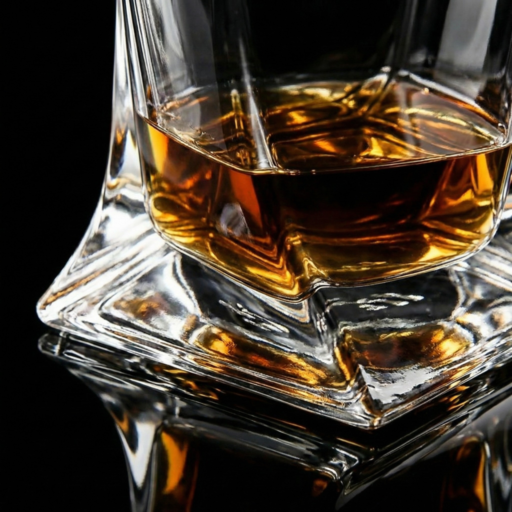 Crystal Whiskey Decanter with Stopper – 750ml Lead-Free Modern Liquor Bottle (Axis Tilt)