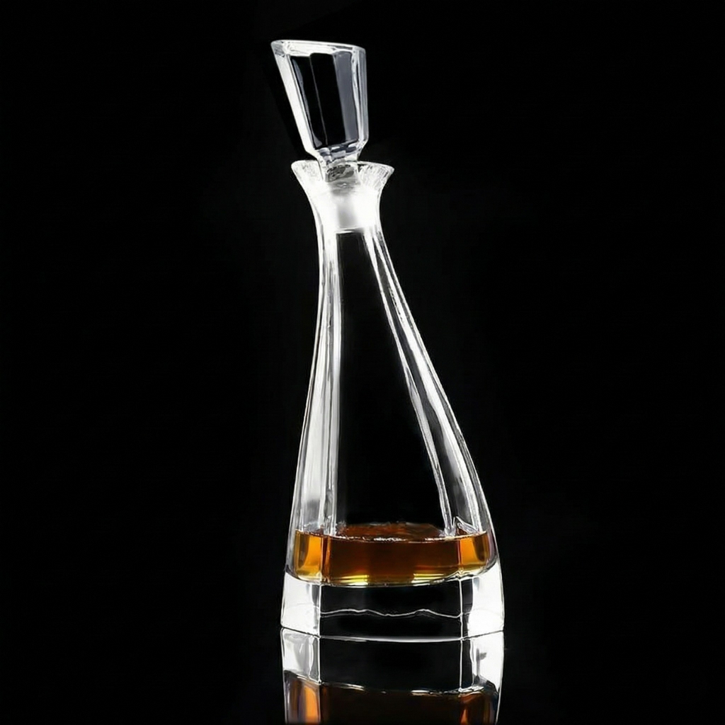 Luxury Tall Crystal Whiskey Decanter 750ml Lead-Free Glass Liquor Bottle with Stopper