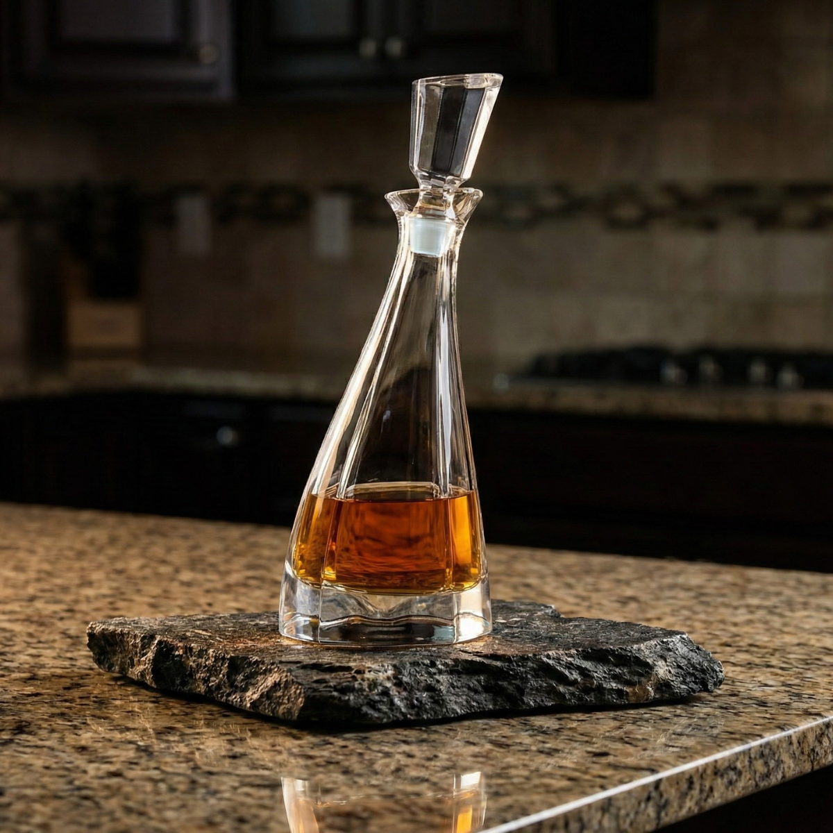 Luxury Tall Crystal Whiskey Decanter 750ml Lead-Free Glass Liquor Bottle with Stopper