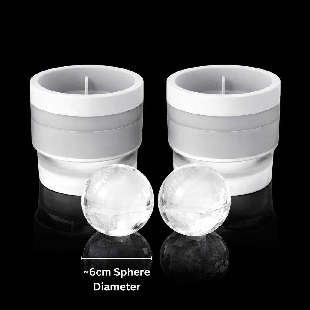 Large Sphere Ice Cube Mold Tray (6cm) – Easy-Release Round Ice Ball Maker for Whiskey, Bourbon, Cocktails & Iced Coffee