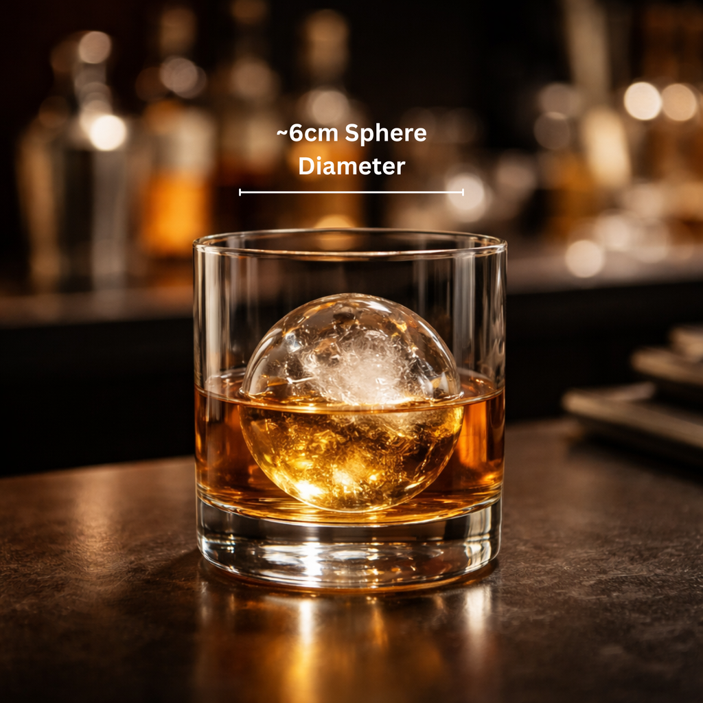Large Sphere Ice Cube Mold Tray (6cm) – Easy-Release Round Ice Ball Maker for Whiskey, Bourbon, Cocktails & Iced Coffee