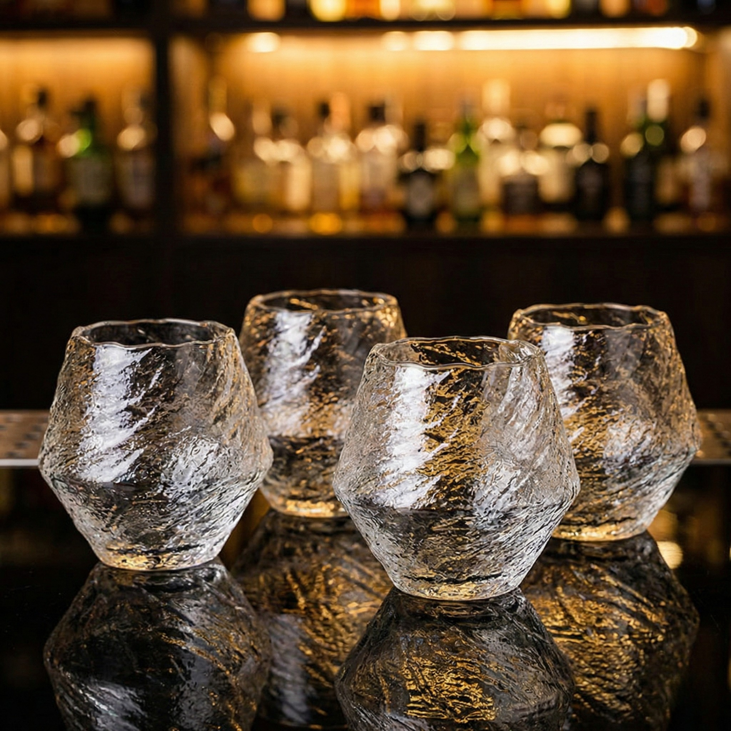 Hand-Blown Japanese Hammered Whiskey Glass – Glass Rock Tumbler for Bourbon, Scotch & Cocktails