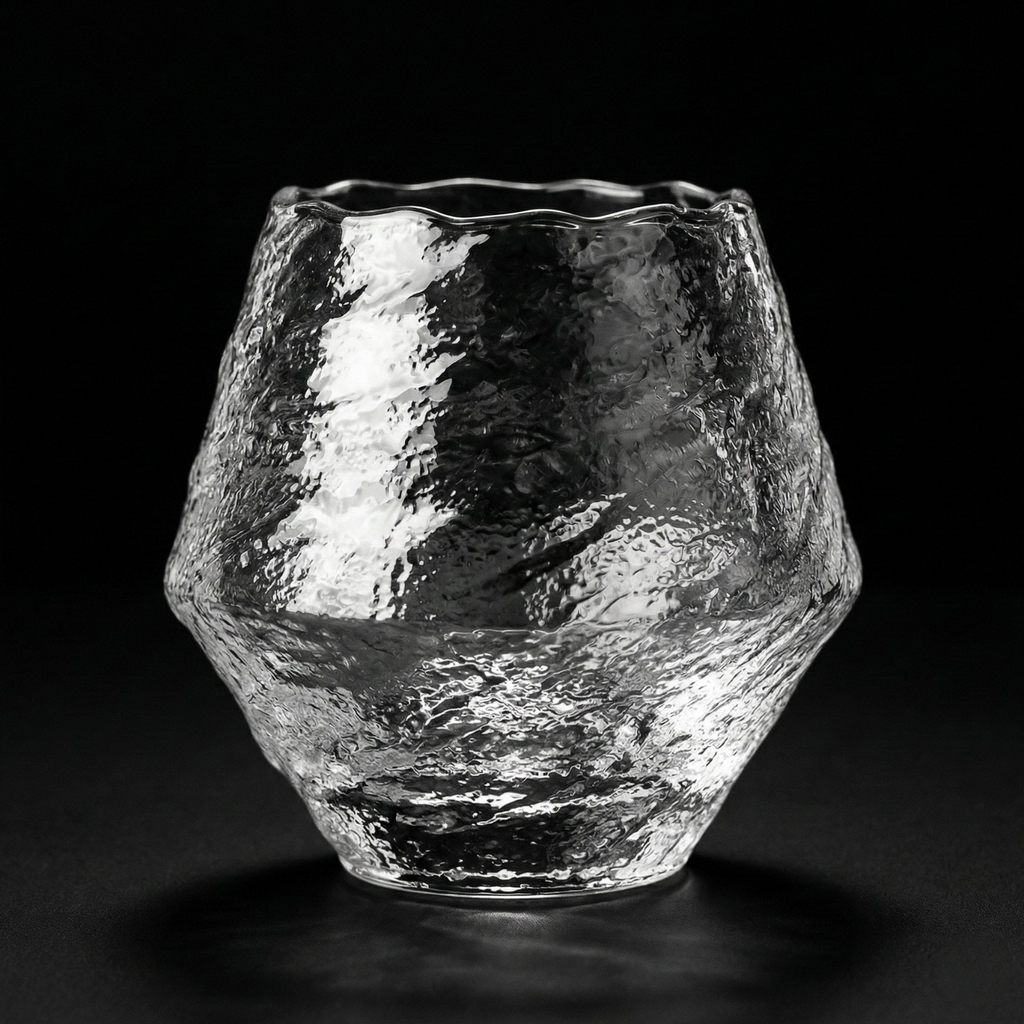 Hand-Blown Japanese Hammered Whiskey Glass – Glass Rock Tumbler for Bourbon, Scotch & Cocktails