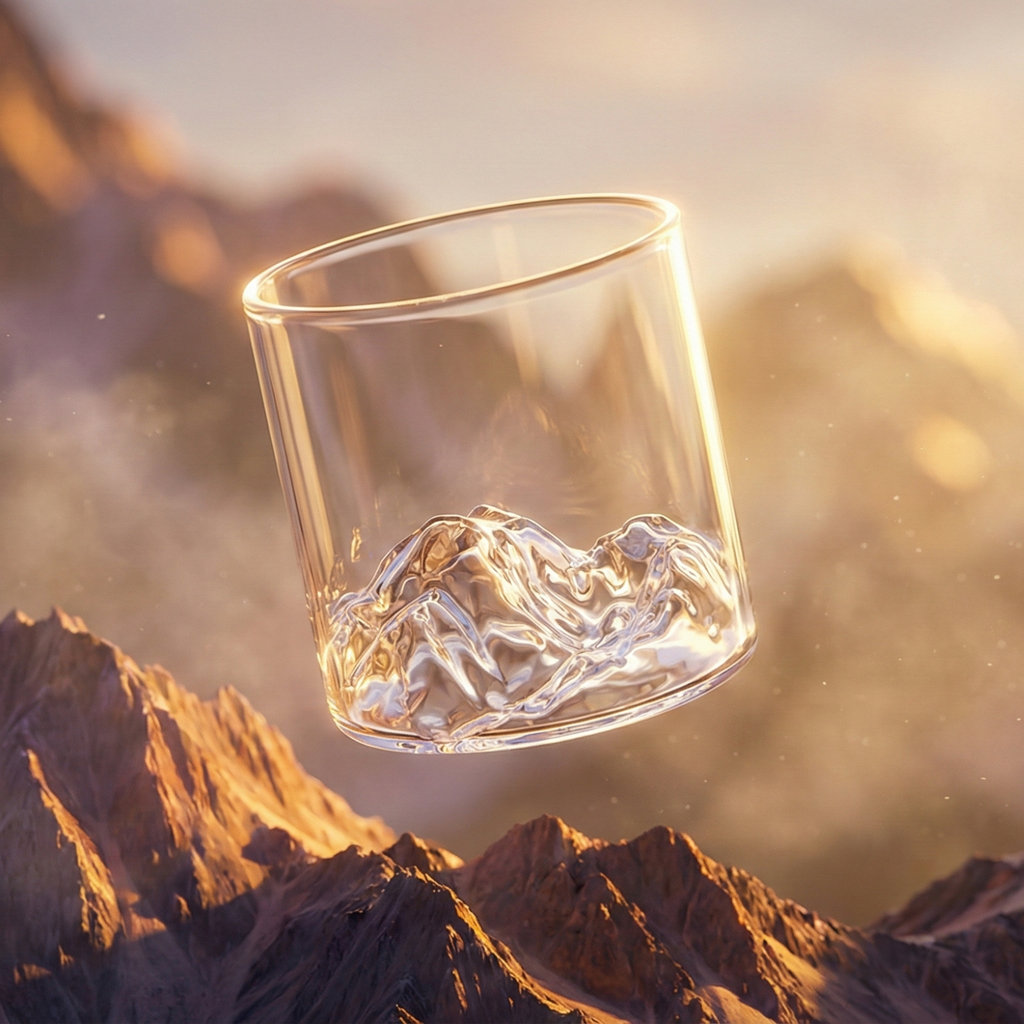 Mountain Base Whiskey Glass – Sculpted Crystal Tumbler for Bourbon, Scotch & Cocktails (200ml & 300ml)