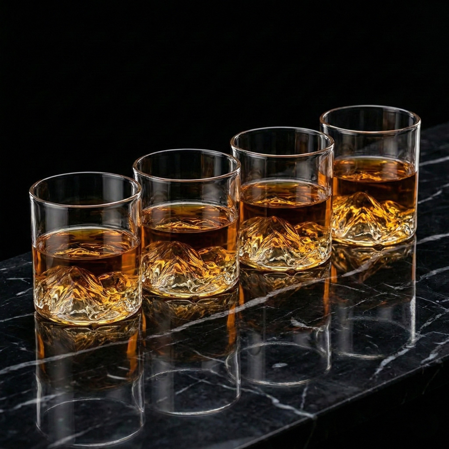 Mountain Base Whiskey Glass – Sculpted Crystal Tumbler for Bourbon, Scotch & Cocktails (200ml & 300ml)